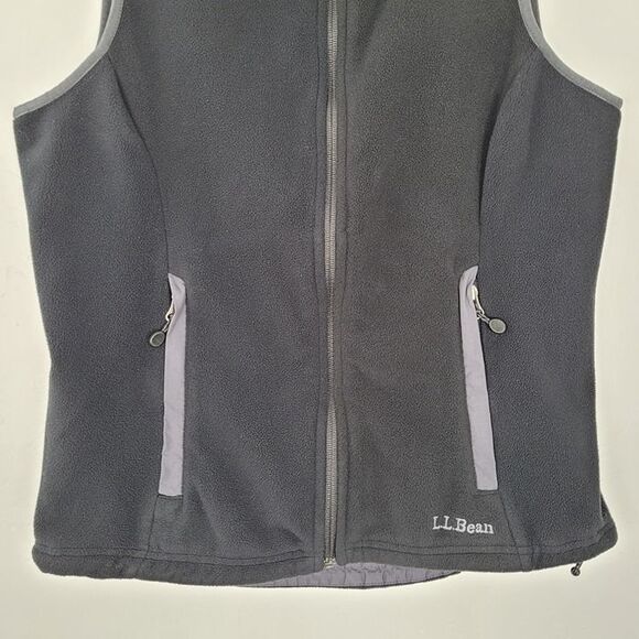 L.L. Bean Size XS Polartec Vest Stretch Fleece Zip Pockets Black Gray - Picture 5 of 12